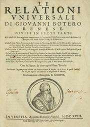 Cover of: Le relationi vniversali by Botero, Giovanni