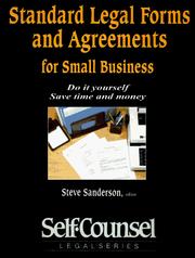 Cover of: Standard Legal Forms and Agreements for Small Business: Do It Yourself-Save Time and Money (Self-Counsel Business Series)