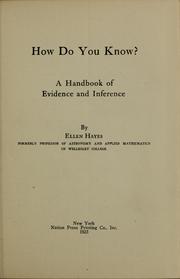 Cover of: How do you know?: a handbook of evidence and inference