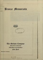 Cover of: Bronze memorials by Gorham Manufacturing Company