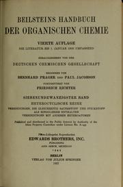Cover of: Beilsteins Handbuch der organischen Chemie, vierte Auflage by Deutsche Chemische Gesellschaft
