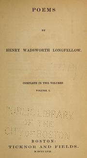 Cover of: Poems by Henry Wadsworth Longfellow by Henry Wadsworth Longfellow
