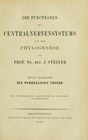 Cover of: Die Funktionen des Centralnervensystems und ihre phylogenese