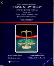 Cover of: Study guide to accompany Business law today: comprehensive edition : text & cases--legal, ethical, regulatory, and international environment