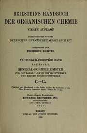 Cover of: Beilsteins Handbuch der organischen Chemie, vierte Auflage: Zweites Ergänzungswerk, die Literatur von 1920-1929 umfassend