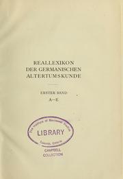 Cover of: Reallexikon der germanischen Altertumskunde by Johannes Hoops