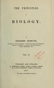 Cover of The principles of biology by Herbert Spencer