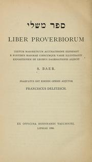 Cover of: Liber Proverbiorum by S. Baer