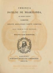 Cover of: Chronica Jocelini de Brakelonda by Jocelin de Brakelond