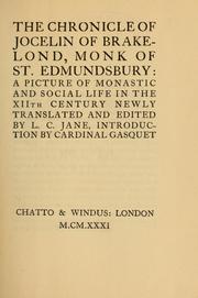 Cover of: The chronicle of Jocelin of Brakelond, monk of St. Edmundsbury: a picture of monastic and social life in the XIIth century