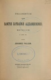 Cover of: Fragmentum vitae Sanctae Catharinae Alexandrinensis metricum: e libro ms