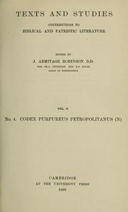 Cover of: Codex purpureus petropolitanus by Harry Stovell Cronin