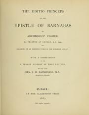 Cover of: The Editio princeps of the Epistle of Barnabas
