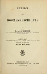 Cover of: Lehrbuch der dogmengeschichte by Adolf von Harnack