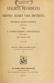 Analecta Franciscana by Collegio S. Bonaventura (Quaracchi, Italy)