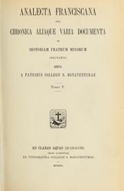 Analecta Franciscana by Collegio S. Bonaventura (Quaracchi, Italy)