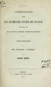 Cover of: Untersuchungen über das kosmische System des Platon by August Boeckh