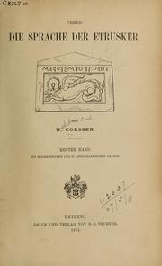 Cover of: Ueber die Sprache der Etrusker by Wilhelm Paul Corssen