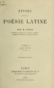 Cover of: Études sur la poésie latine