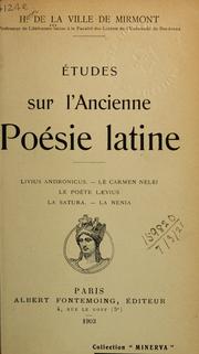 Cover of: Études sur l'ancienne poésie latine by Henri de La Ville de Mirmont