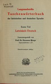Cover of: Taschenwörterbuch der lateinischen und deutschen Sprache