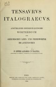 Cover of: Tensaurus Italograecus by Günther Alexander Ernst Adolf Saalfeld