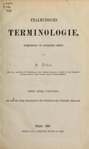 Cover of: Thalmudische Terminologie: zusammengestellt und alphabetarisch geordnet, nebst einem Vorworte