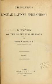 Cover of: Thesaurus linguae Latinae epigraphicae by Leslie Francis Smith