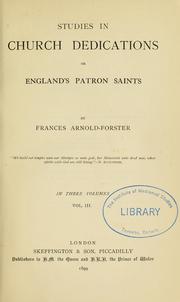 Cover of: Studies in church dedications by Frances Egerton Arnold-Forster