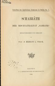Cover of: Schabbath der Mischnatraktat "Sabbath" by Strack, Hermann Leberecht