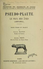 Cover of: Pseudo-Plaute: Le prix des ânes (Asinaria)