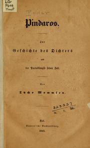 Cover of: Pindaros: zur Geschichte des Dichters und der Parteilkämpfe seiner Zeit