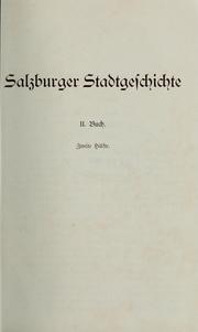 Cover of: Geschichte der Stadt Salzburg