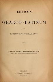 Cover of: Lexicon Graeco-Latinum in libros Novi Testamenti