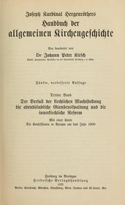 Cover of: Joseph Kardinal Hergenröthers Handbuch der allgemeinen Kirchengeschichte by Joseph Hergenröther