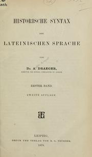 Cover of: Historische Syntax der lateinischen Sprache