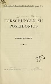 Cover of: Forschungen zu Poseidonios by Gunnar Rudberg