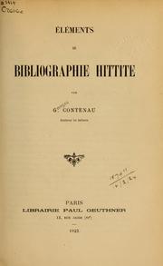 Cover of: Eléments de bibliographie Hittite