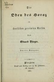 Cover of: Die Oden