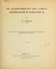 Die Handschriften des Corpus agrimensorum romanorum by Carl Thulin