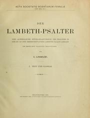 Der Lambeth-psalter by Uno Lorenz Lindelöf