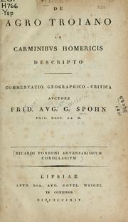 Cover of: De agro Trojano in carminibus Homericis descripto by Friedrich August Wilhelm Spohn, Friedrich August Wilhelm Spohn