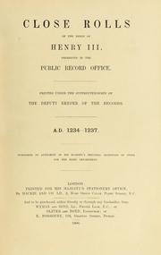 Cover of Close rolls of the reign of Henry III by great britain. public record office
