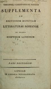 Cover of: Brevior notitia litteraturae romanae in primis scriptorum latinorum by Gottlieb Christoph Harless