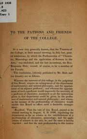 Cover of: To the patrons and friends of the College by 