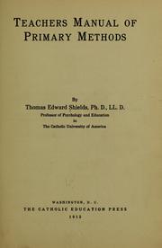 Cover of: Teachers manual of primary methods