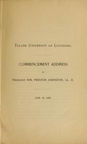 Cover of: Tulane University of Louisiana: Commencement address