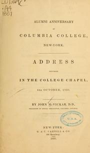 Cover of: Alumni anniversary of Columbia college, New York