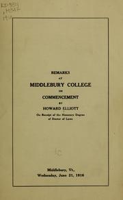 Cover of: Remarks at Middlebury College on commencement