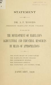 Cover of: Statement by Dr. A. F. Woods, president Maryland State College, in regard to the development of Maryland